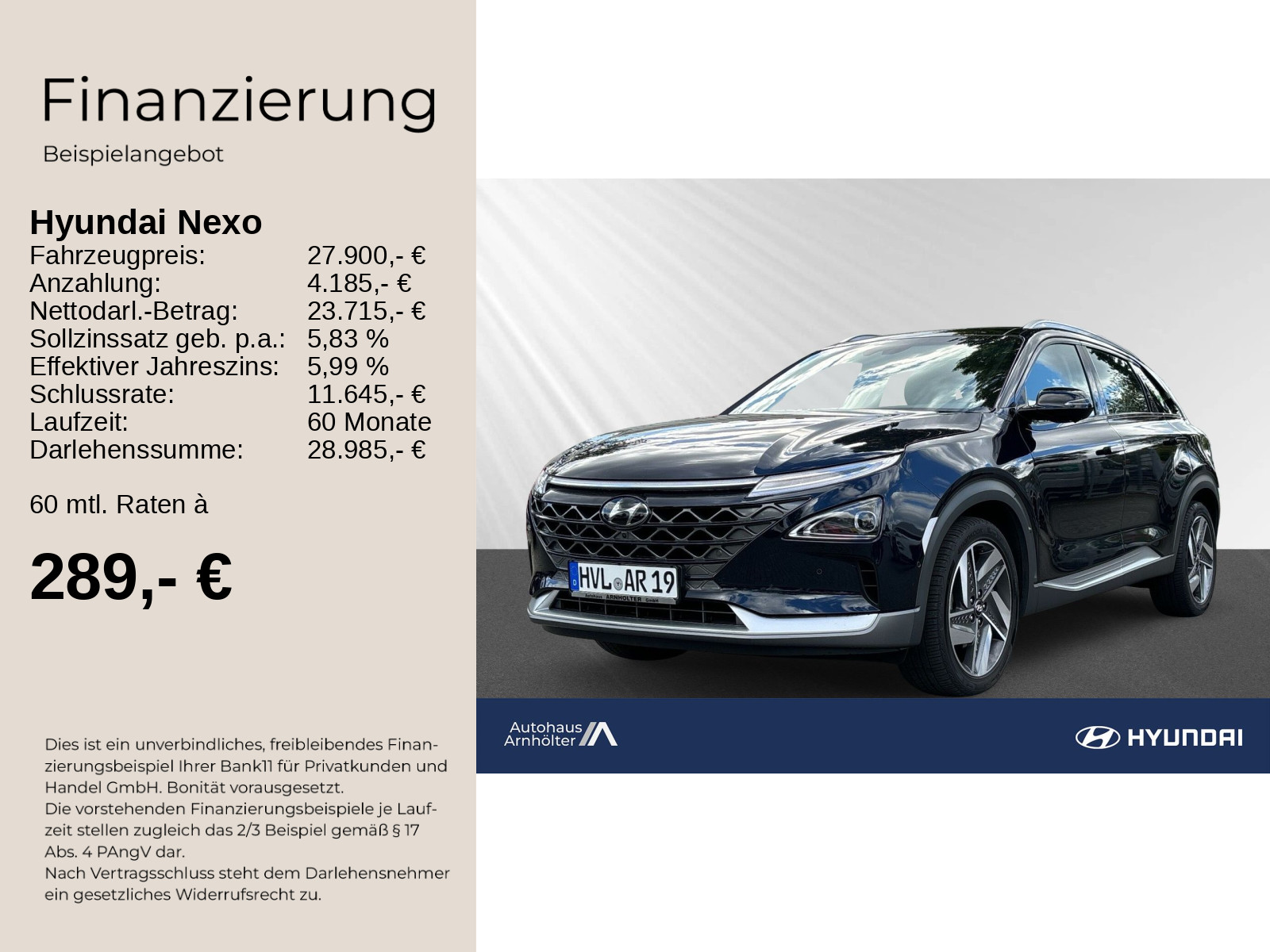 NEXO WASSERSTOFF 163PS PRIME +WKR+LED+LEDER+19