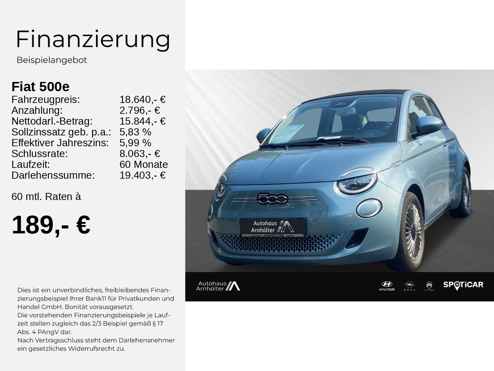 500e Icon+CABRIO+4SEA+SHZ+LSENS+RSENS+NAVI+