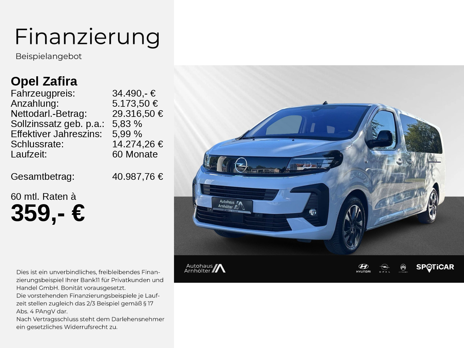ZAFIRA EDITION XL 2.0 DIESEL S/S 130KW AT8