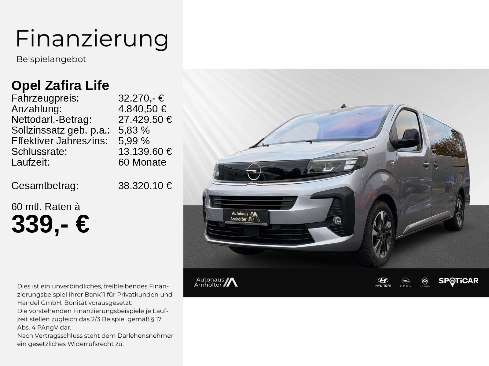ZAFIRA LIFE EDITION XL 2.0 S/S AT8 +9SITZ+SHZ+