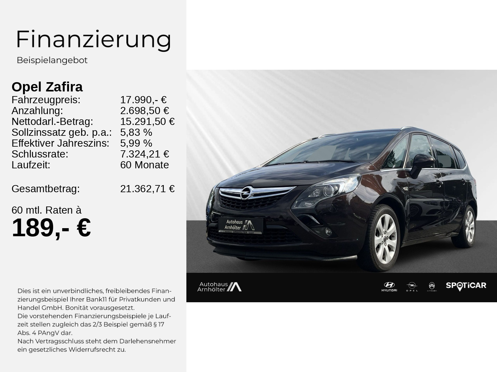 ZAFIRA INNO 1.4 (103KW) AT6urbo, 103 kW (140 PS)