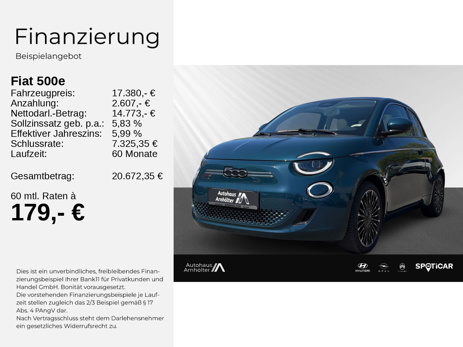 500e MJ22 42kWh laPrima  +SHZ+PANO+KLIMAAUTO+ALL