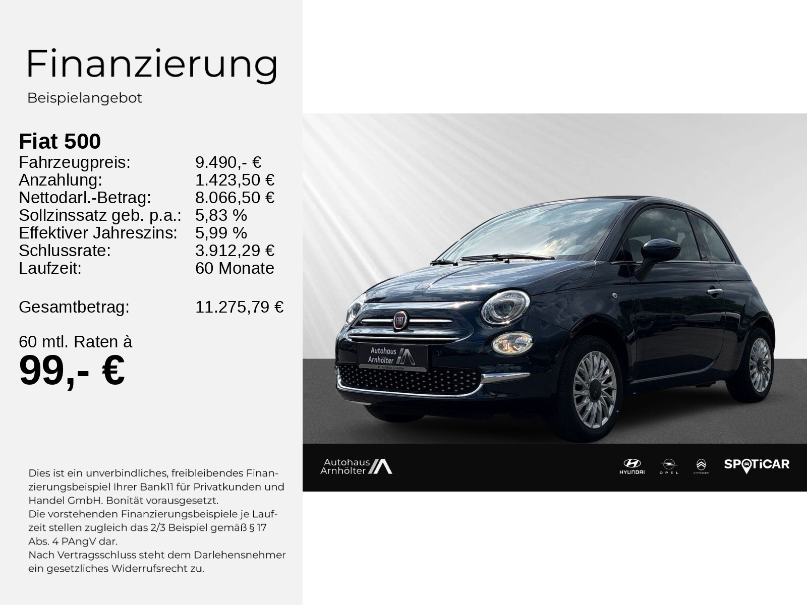 500C Cabrio 1.2 8V Lounge+PDC+USB+KLIMA+BORDCOMP