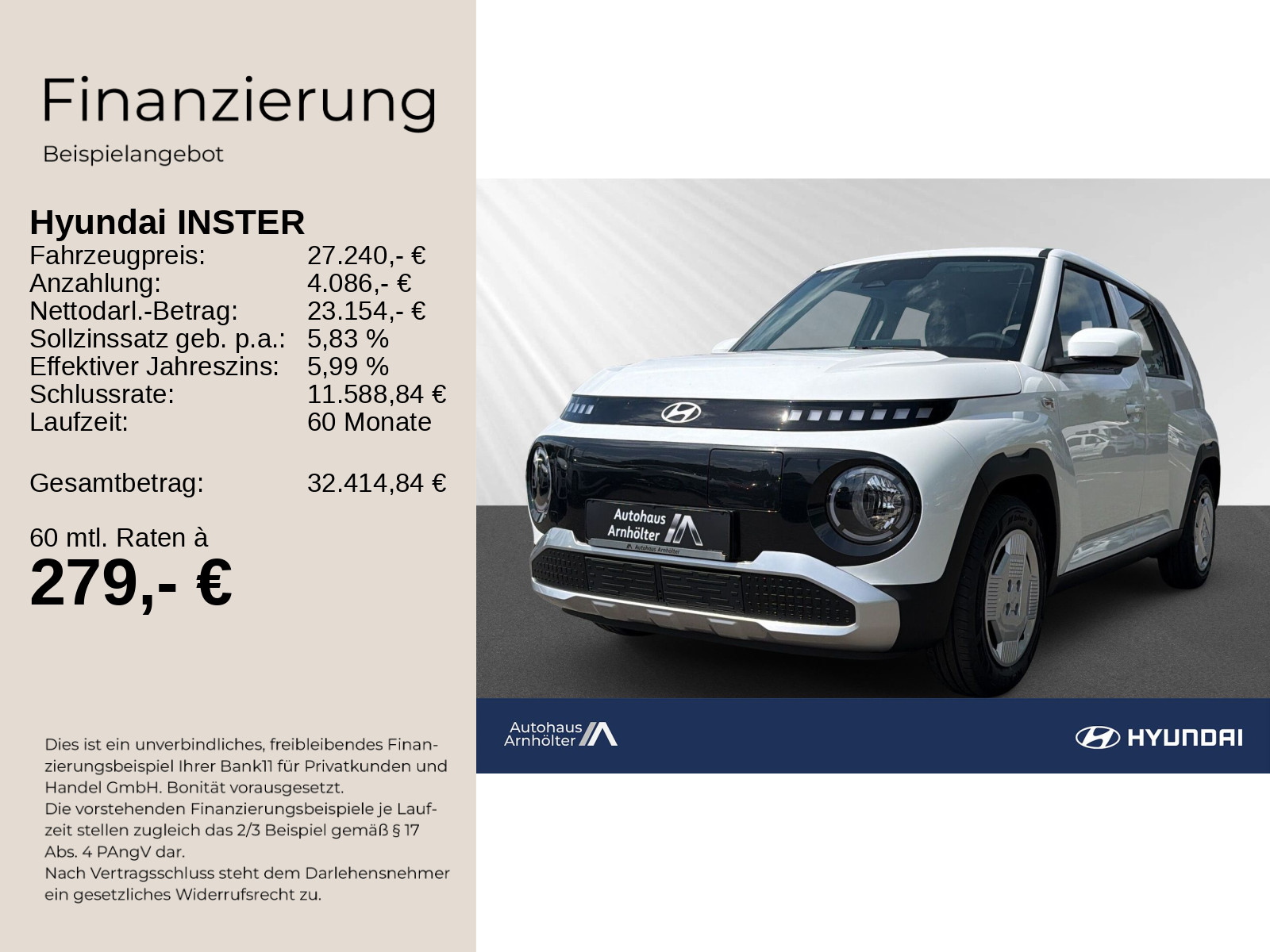 INSTER EV MY26 42 kWh 97 PS 2WD SELECT Effizienz
