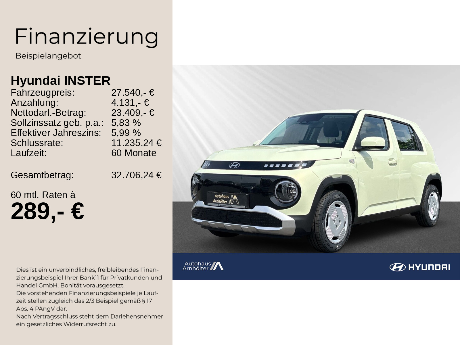 INSTER EV MY25 42 kWh 97 PS SELECT Effizienz-Pak