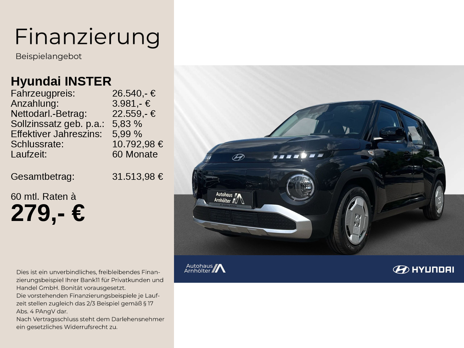 INSTER EV MY26 42 kWh 97 PS 2WD SELECT Effizienz