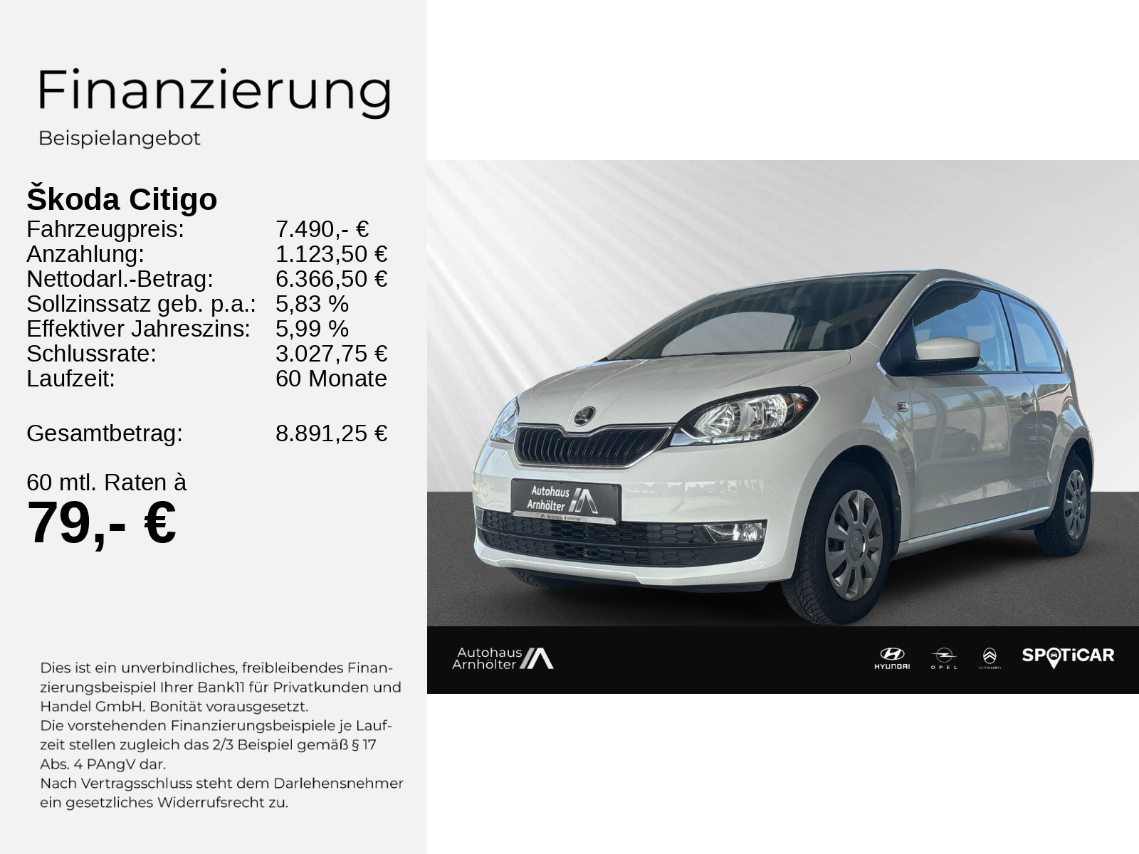Citigo 1.0 Ambition 60PS KLIMA+ALLW+ISOFIX+5GANG